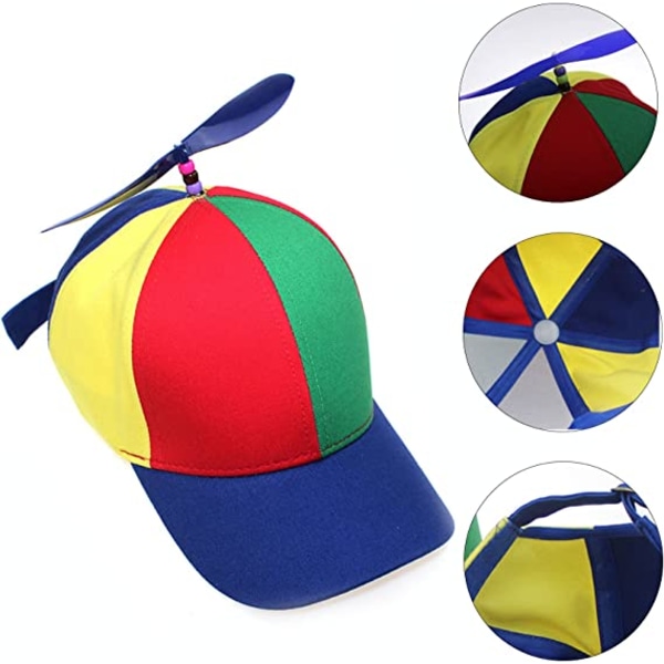 Helikopter Hat, Farverig Baseball Patchwork Hat, Bomulds Libelle Baseball Kasket til Fester Festivaler Komedie（52-54CM）