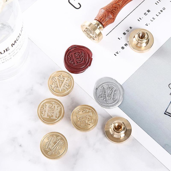 Elite Brass Retro Alphabet Initials Wax Sealing Stamp 26 Letters A-z Wax Seal Stamp  For Post Decoration Diy Card Making（P）