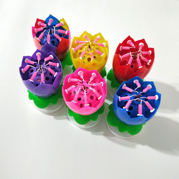 Magiske Bursdagslys Musikk Bursdagslys Roterende Lotus Bursdagskake Leke Gul