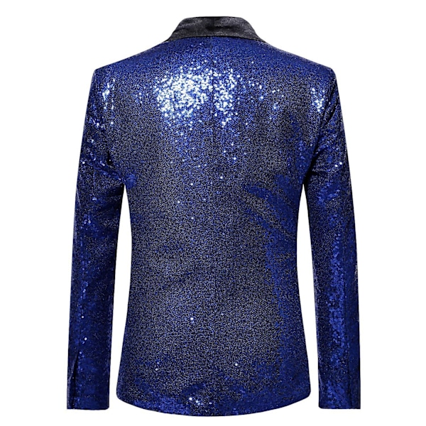 Herr Sequin Casual Blazer Fest Bröllop Höst Vinter Regelbunden Rock Casual Jacka（S Blå）