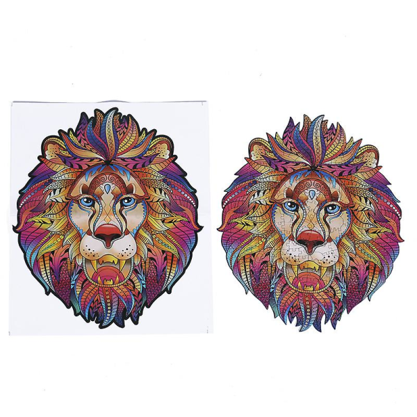 Träpussel Lion 3d pussel Unik djurform pusselbitar Djur träpussel lejon