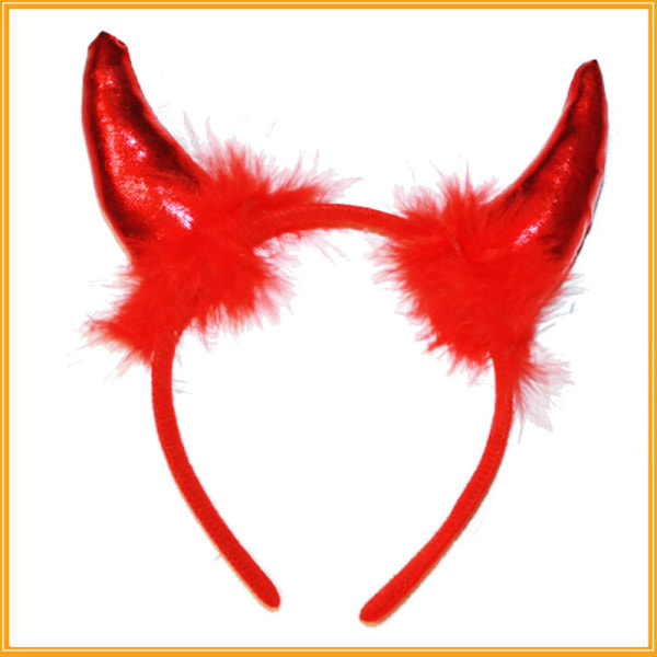 Sort+Rød Demon Tyrehovedbøjle 2 stk. Halloween Kostume Hovedbøjle