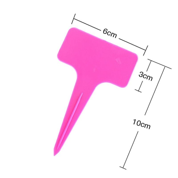 100 stk. Plastik Plantemarkører Etiketter T-type Etiket Tags Plante Skilt Have Blomst Pot Mark Til Frø Potte Urter（Pink）