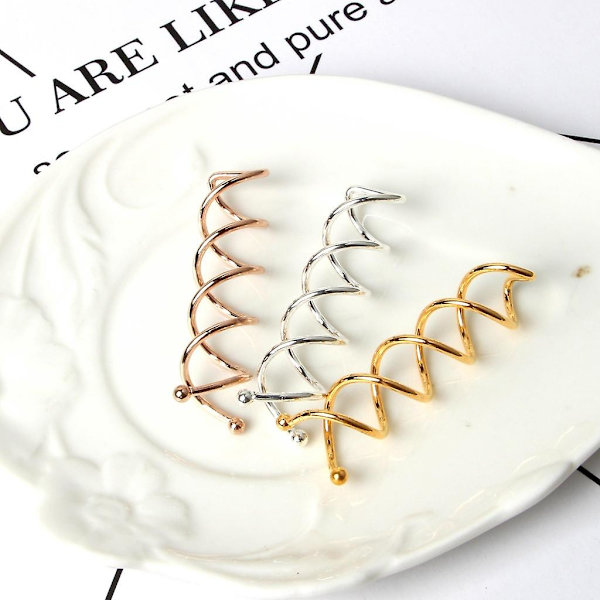 10 st Kvinnors Spiral Spin Screw Pin Hårklämma Twist Spänne Guld Blond Brud (Silver)
