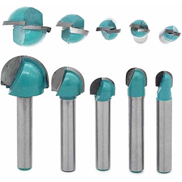 5 stk. 6mm skaft router core box bits CNC rund rillefræsning
