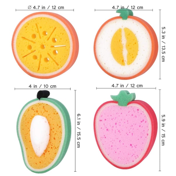Assorterade fruktsvampar för bad Multi- Use Söta fruktmönstrade svampar Färgglada barns badsvampar Skum Barn Dusch