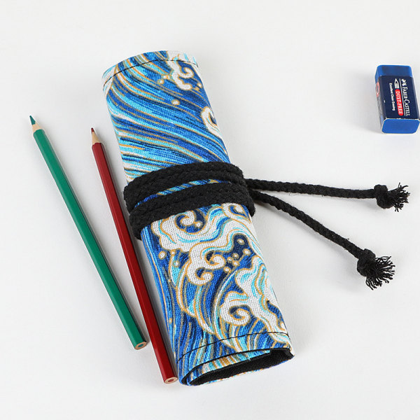 Japansk stil bomull och linne tryck penna gardin stor kapacitet
