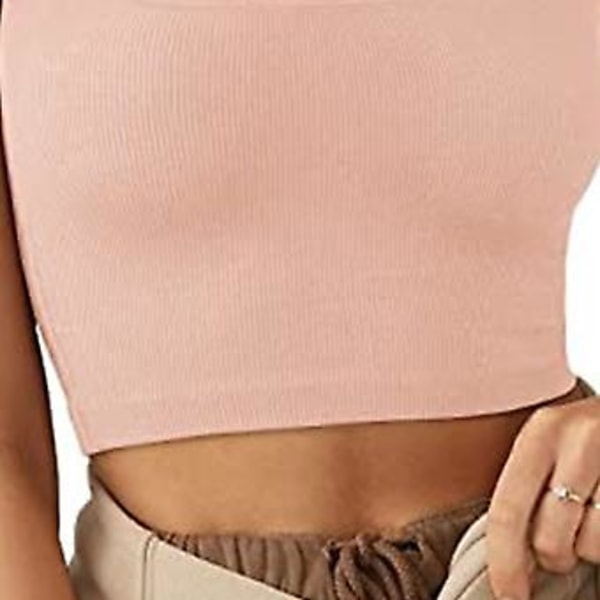 Kort Ærmeløs Tank Top Firkantet Hals Ren Farve Komfortabel Moderigtig Åndbar Casual til Fest Shopping (SPink) Pink S