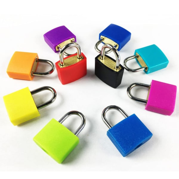10-pack små färgade hänglås, mini resväska lås Nyckelhänglås Flerfärgat belagda metall hänglås med nycklar för skolgym