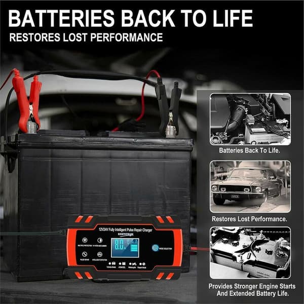 8 A-bilbatteriladdare, bilbatteriladdare - helt integrerad