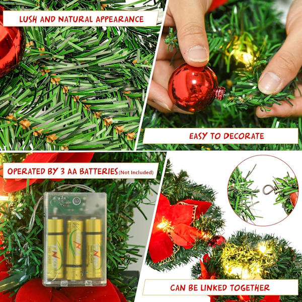 Juleguirlande med lys Juledekoration 270cm LED Fair