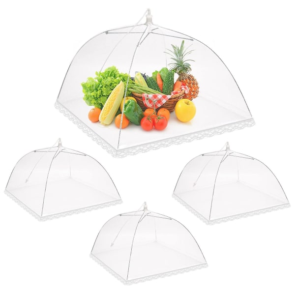 Popup Mesh Mat Nätkåpa 4 Pack Återanvändbar&Hopfällbar Vit Paraply Tält Krypterad Skärm Nät Skydd För Utomhus