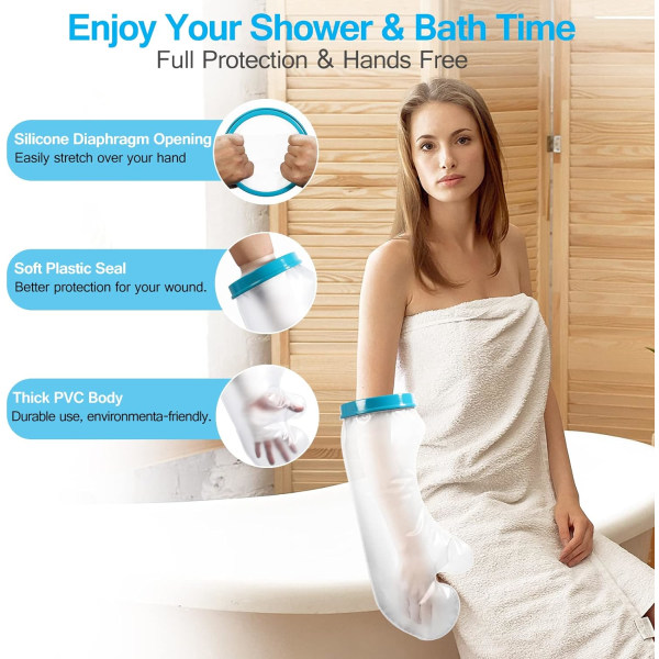 1 Piece 100% Waterproof Shower Tub Cover, Adult Reusable Arm Prot