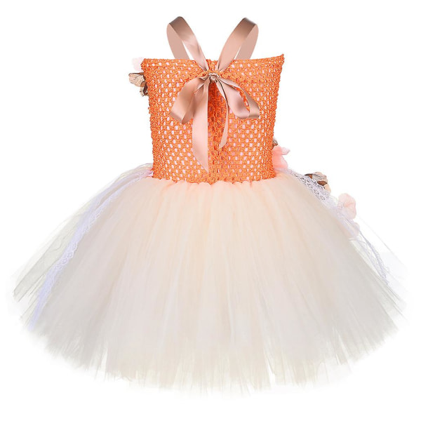 Princess Tutu Moana Pocahontas Kjole Blomsterpige Kjole Tulle Kjoler Cosplay Kostume（M(3-4Y) Orange）