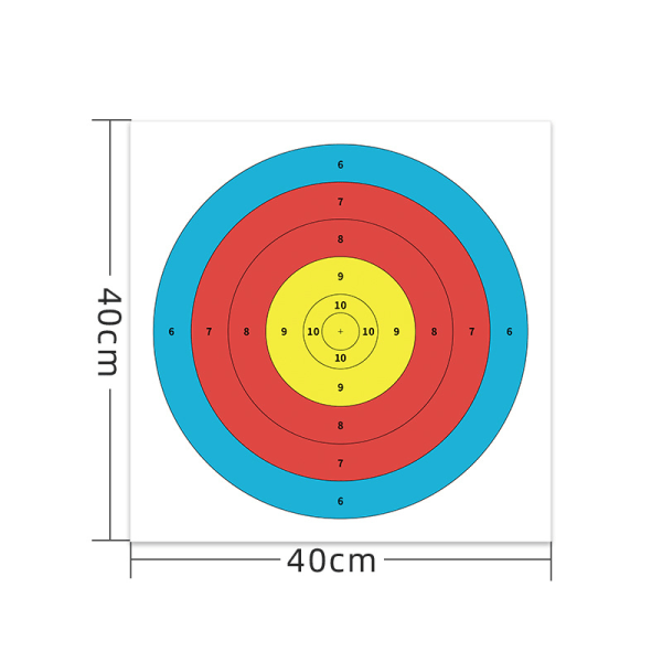 20-delt sett med halvringmålpapir for bueskyting 60 * 60 cm