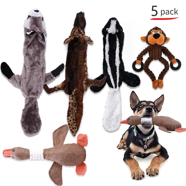 Koira Squeaky Toys, Ei Täytettä Pehmeät Koiran Lelut, Kestävät Pehmolelut Pienille Keskikokoisille Koirille (5 Pakkausta)