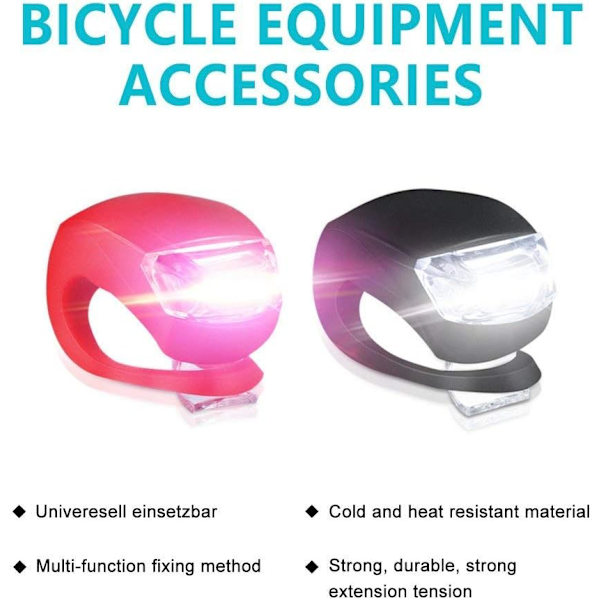 Set med 6 sykkellys foran og bak LED Clip-On silikon sykkellys