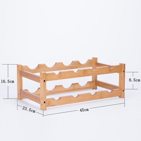 Bambus Vinstativ, 16 Flasker Displayholder, 4-etasjers frittstående Oppbevaringshyller for Kjøkken, Spiskammer, Kjeller, Bar（2-etasjers）