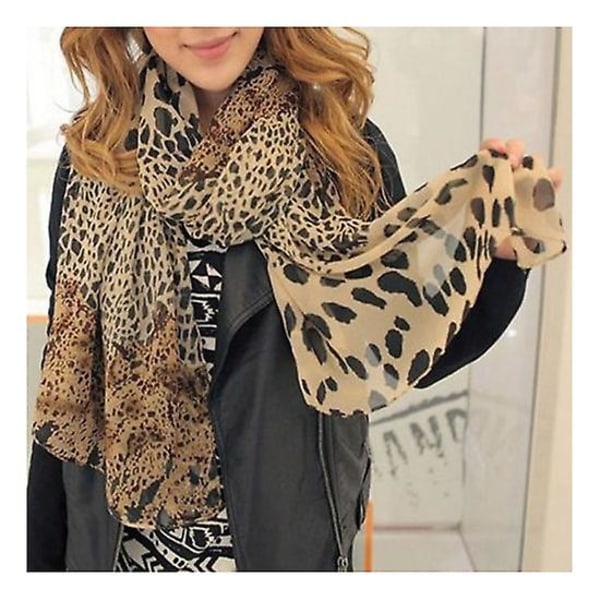 Damer Kvinder Mode Dyre Leopard Print Wraps Tørklæde Chiffon Sjal Stor Stole（Leopard3）