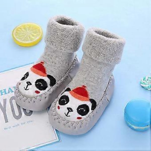 Vauvan sarjakuva keskipitkät paksunnetut liukuestesukat (12 cm, harmaa panda) 13CM