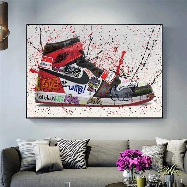 Canvas-skor Bakgata Konst Graffiti Canvas Konst Dekoration Canva
