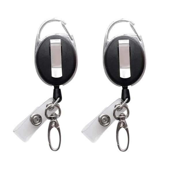 Kraftig Retractable Badge Holder med Karabinhage Reel Holder och Klar Vertikal ID-korthållare (Svart (3 st))