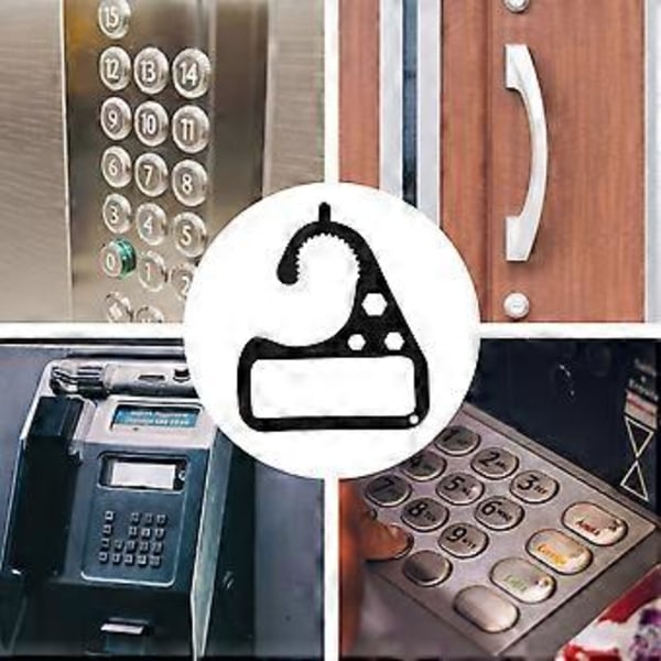 4 stk. Multiværktøj Nøglering Håndfri Knap Trykker Stylus Tip Håndfri Nøgler Værktøj Berøringsfri Sikker Elevator Tryk Stick