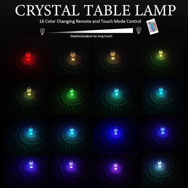 16 färgskiftande kristalllampa, diamantlampa, vacker dec