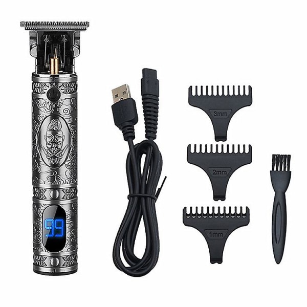 Elektrisk hårklipper for menn med LED-indikatorlys (bronse)（B）