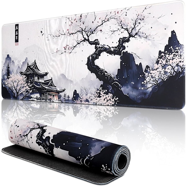 Anti-slip musematte, 80 x 30cm udvidet musematte, vandtæt gaming musematte, blomstermotiv A
