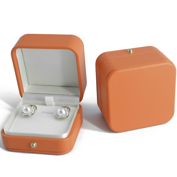 Fabelagtig stof smykkeskrin 1 styk orange læderring øreringe Halskæde Armbånd vedhæng opbevaringsboks