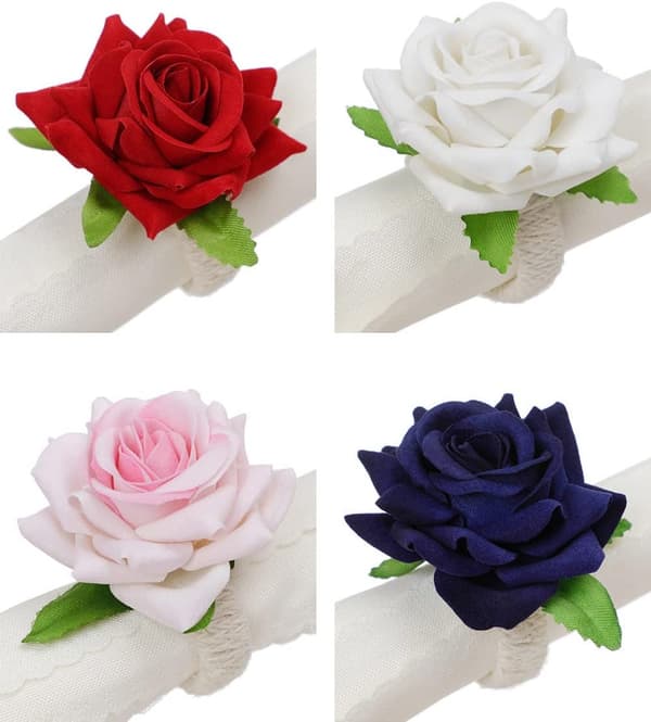 12 Stykker Blomsterservietring Rød Bryllupsservietring, til Bryllup