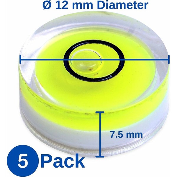 Vattenpass, 5-pack, Ø 12 mm diameter, precisionsvattenpass