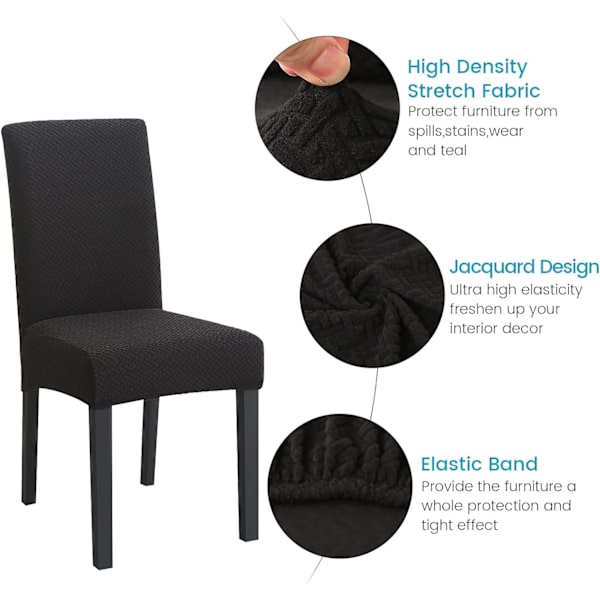 Elastisk stoltrekk, sett med 4 moderne stretch-cover stoltrekk