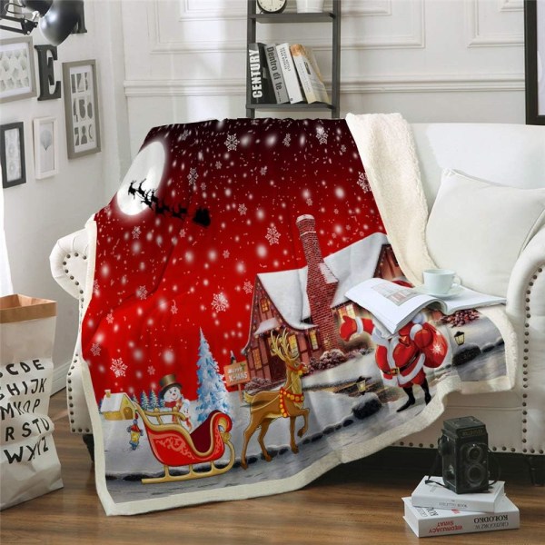 Red Santa's Galaxy Snow Blanket Bedding, Digital Printing, Soft M