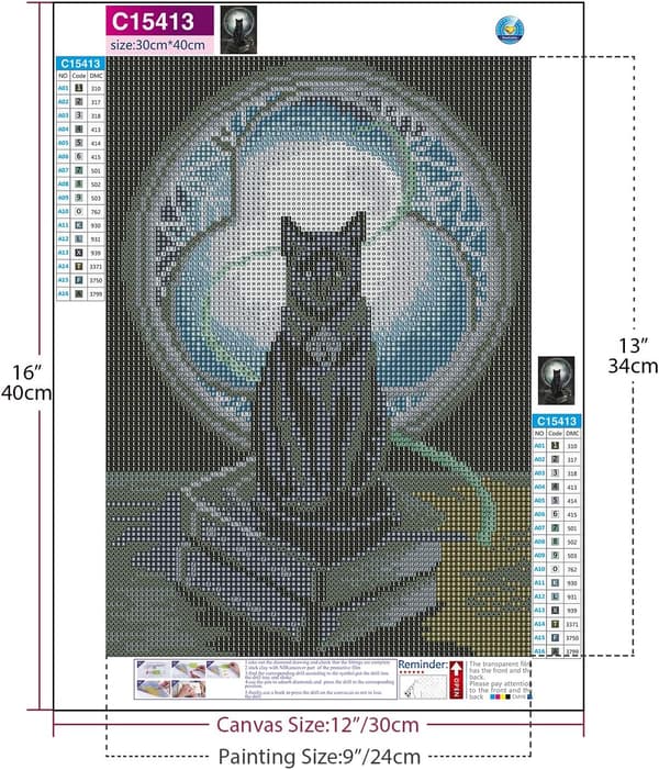 DIY 5D diamantmaleri sort kat digitalt sæt, voksenkorssting
