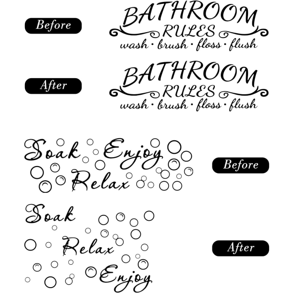 Stykker Badeværelse Vægdekaler Sticker Vinyl Citat Ordsprog Vægkunst D
