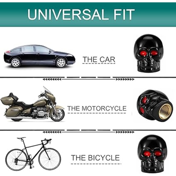 Musta 4 kpl Kallo Moottoripyörän Rengasventtiilin Varren Kannet Autolle Auton Koristetarvikkeet