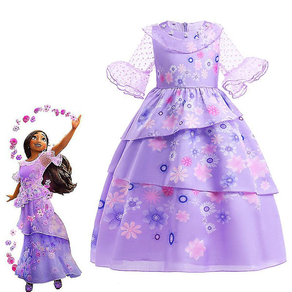 Børns Encanto Pigekjole Encanto Isabela Cosplay Kostumekjole（150cm）
