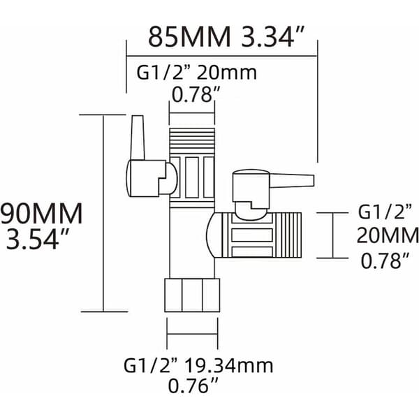 3-vejs ventil 1/2 T-fitting håndbruser og brusehoved bruser