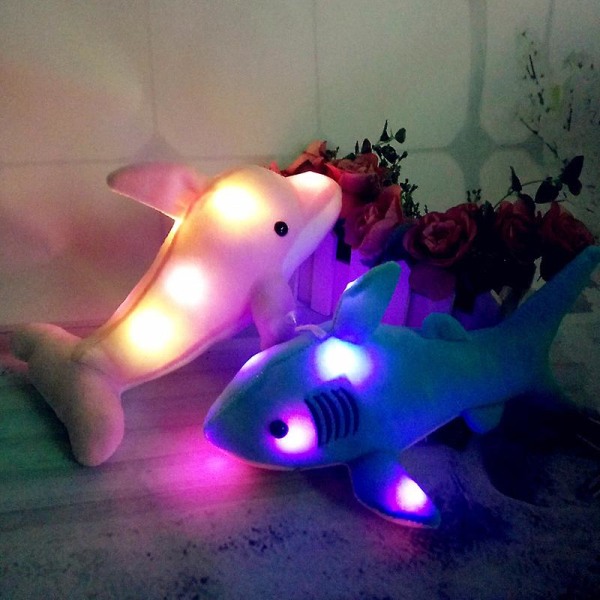 Musical Light Up Shark Gosedjur Glow Plysch Sång Led Ocean Species Leksak Nattlampor Födelsedag för barn, 11 tum
