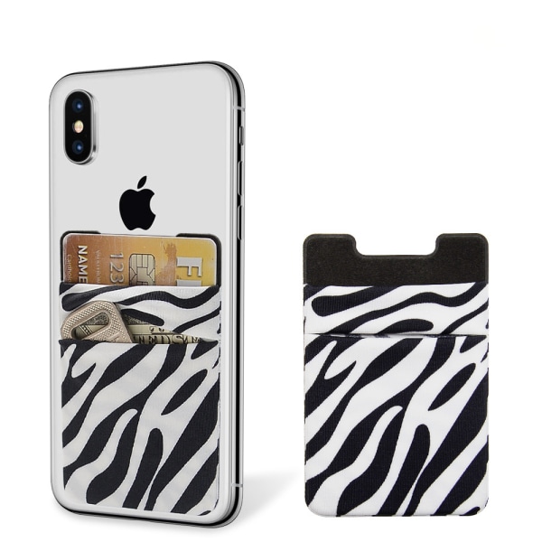Dobbeltlags Lycra Mobiltelefon Kortholder - Zebra Print, Multifun