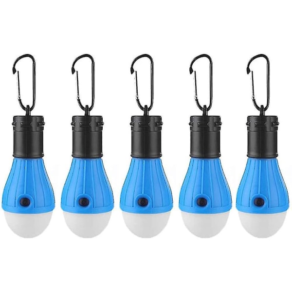 Campinglampa 5 delar vattentät tältlampa Bärbar LED-lampa med snappkrok Slumpmässig färg
