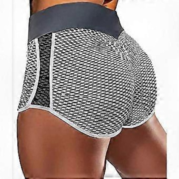 Høye midje scrunch sykkelshorts for kvinner, magekontroll og rumpe-løft design, perfekt for yoga og treningsøkter Grey XL