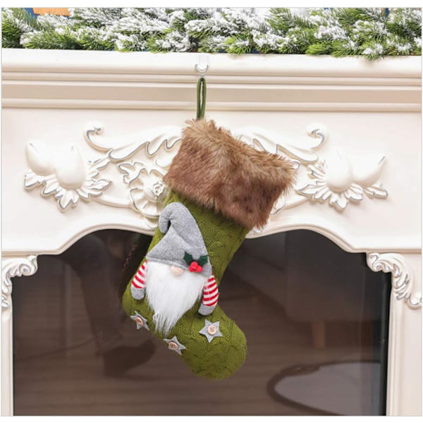 1 st julstrumpa stickad tomte strumpa handhängande strumpa