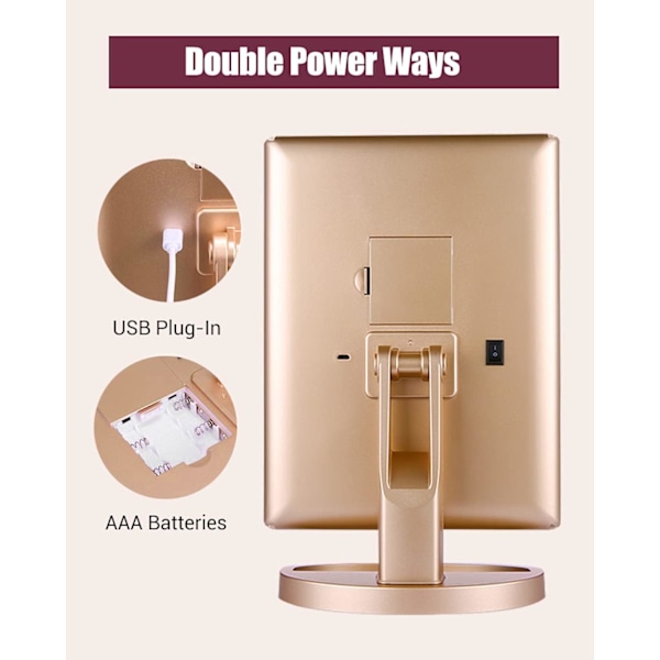 Lighted Vanity Mirror Touch Trifold Lighting 2x3x Magnification w