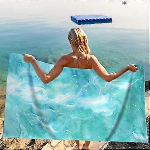 Mikrofiber Strandhåndklæde Super Let Farverigt Badehåndklæde Sandtæt Strandtæppe Multifunktionelt Håndklæde Til Rejser Svømmepøl 30x60 Tommer