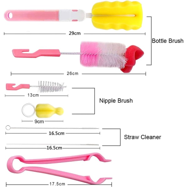 Bottle Brush, 7 Pieces Baby Bottle Brush, Cleaning Set for Plasti