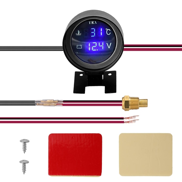 Led Digital Bil Lastbil Vatten Temp Mätare Temperatur Sensor Voltmeter Spänning 2 I 1 12.0v 24v