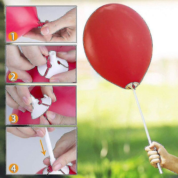 Ballonholder, 100 stk. Ballonkopper med pindholder til fødselsdage, bryllupper, festdekorationer, 15,75 tommer - Hvid